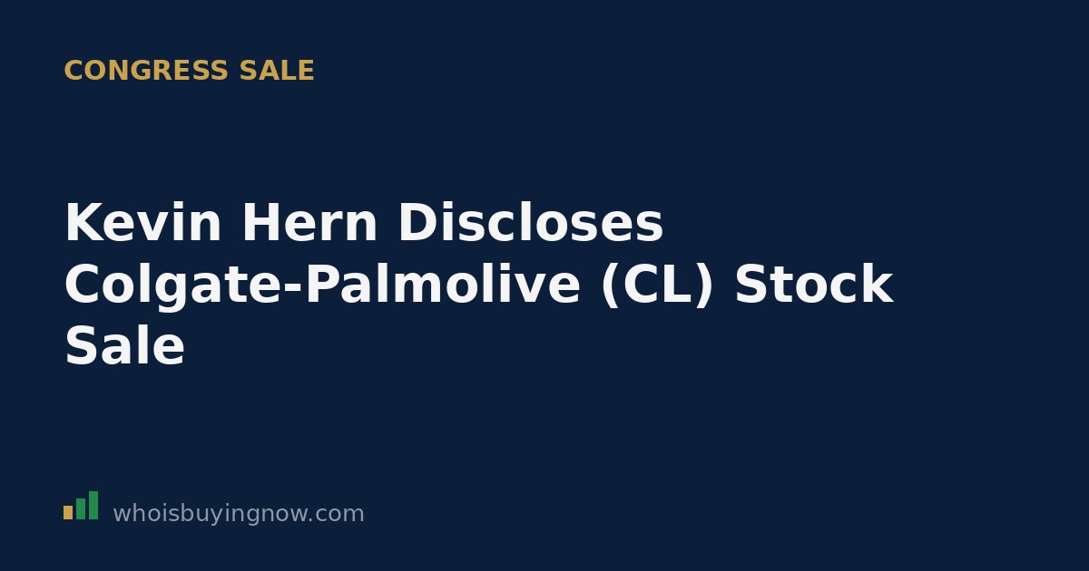 Screenshot-style graphic showing a STOCK Act disclosure filing for Colgate-Palmolive stock linked to Rep. Kevin Hern