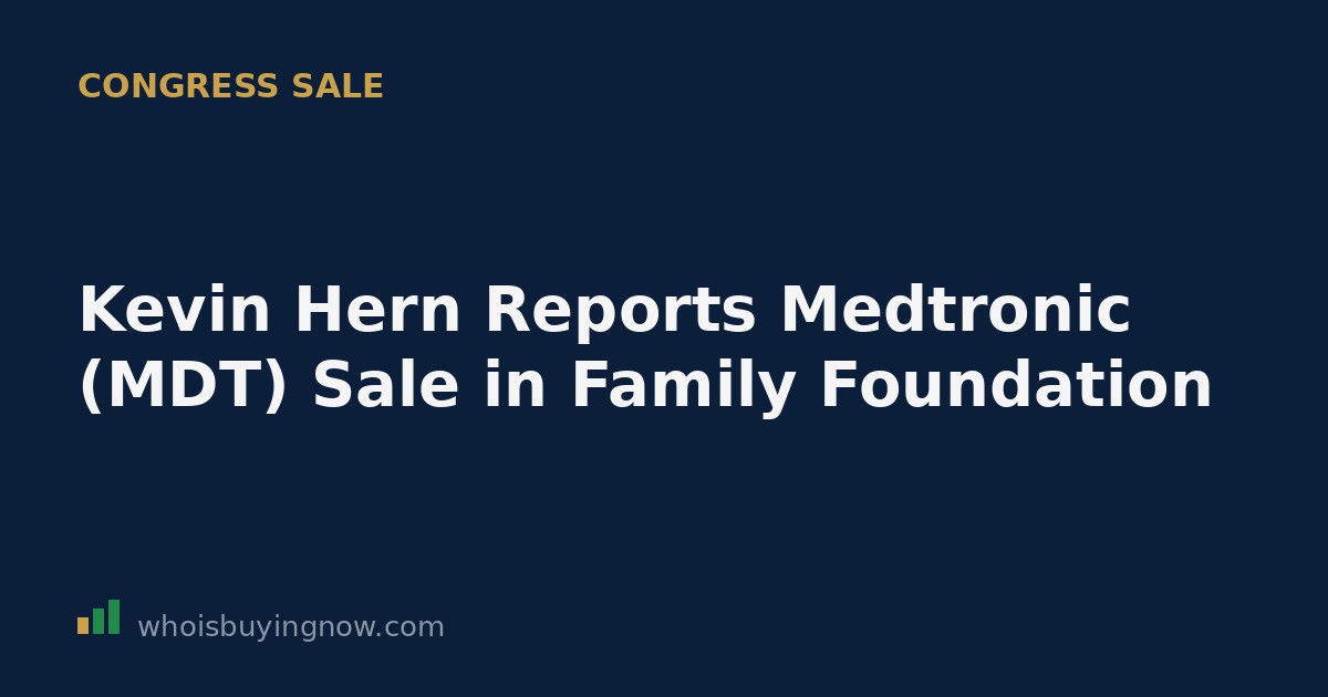 Illustration of a stock trading disclosure document referencing Medtronic (MDT) shares and Congress member Kevin Hern