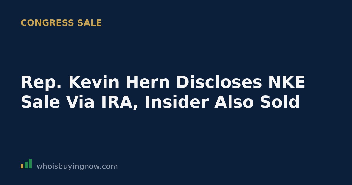 Screenshot-style graphic showing a STOCK Act disclosure for Kevin Hern's Nike stock sale