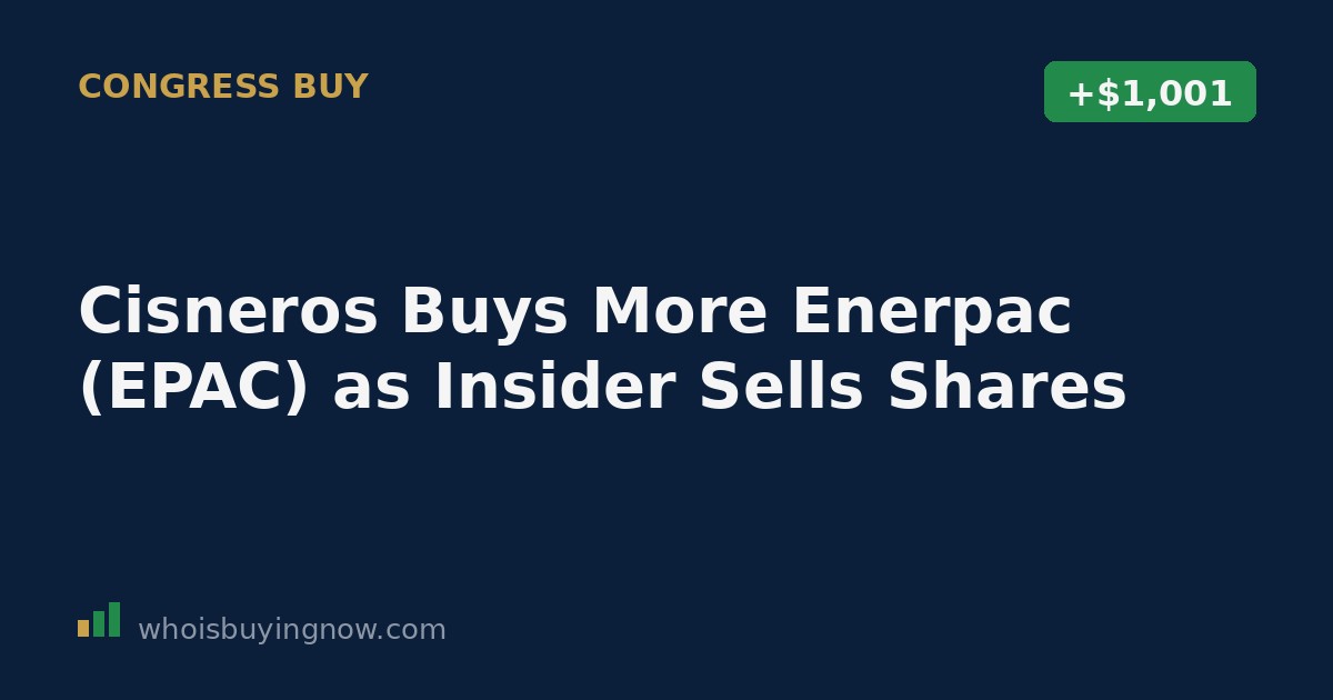 Illustration of a stock trading disclosure document referencing Enerpac Tool Group (EPAC) and Congress member Gilbert Cisneros