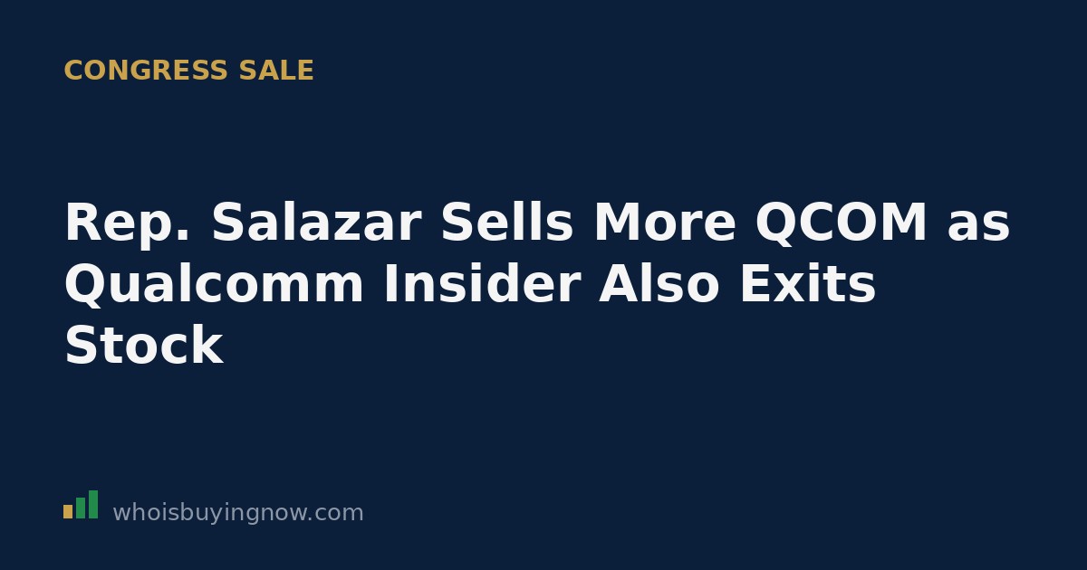 Illustration of a stock trading disclosure document referencing QUALCOMM (QCOM) shares and a congressional filing